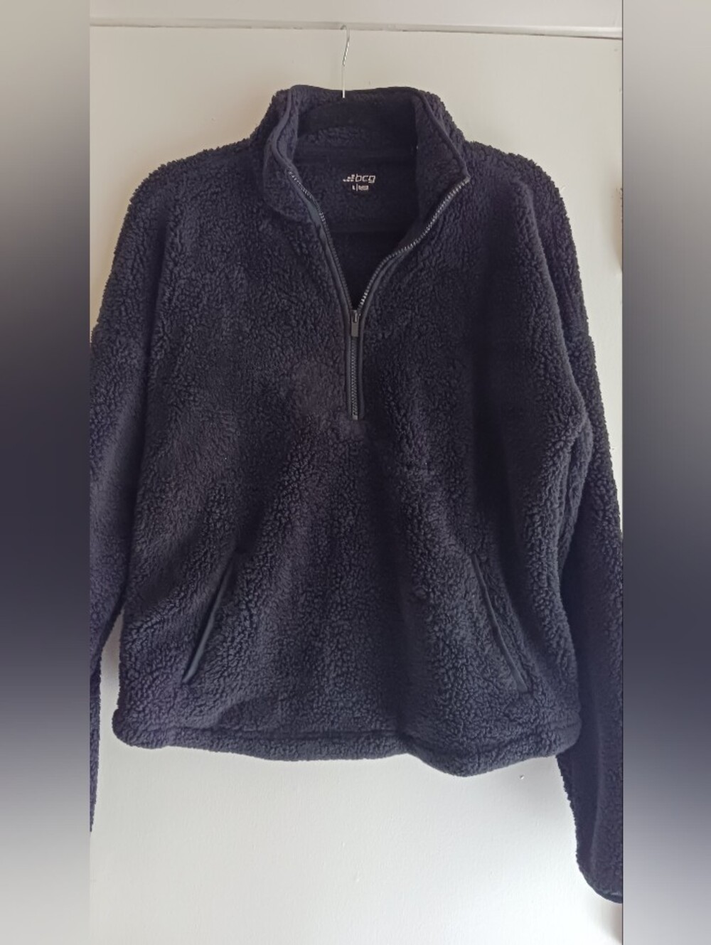 Black Sherpa Half-Zip Pullover